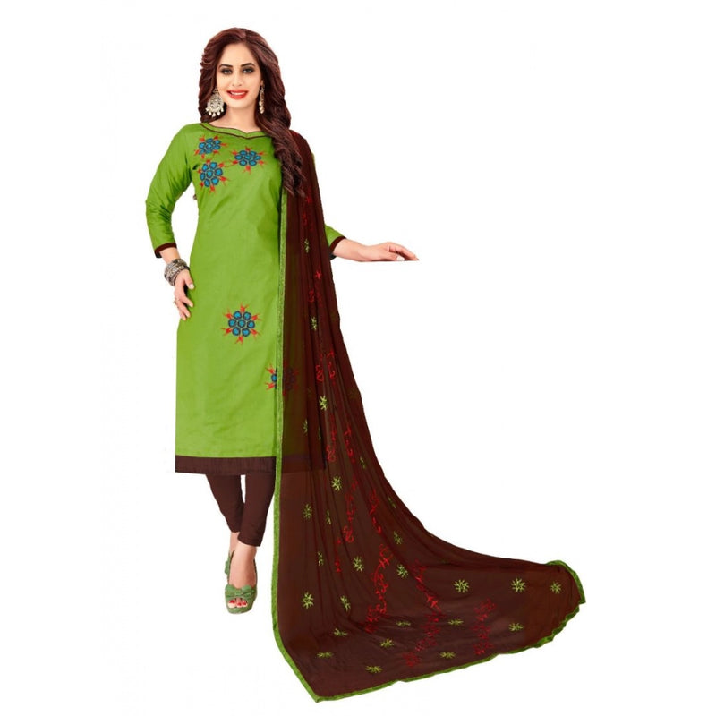 Mayawye Women's Glaze Cotton Unstitched Salwar-Suit Material With Dupatta (Green, 2 Mtr)