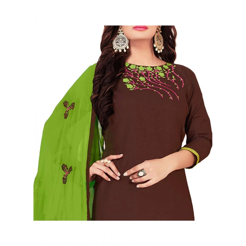 Mayawye Women's Glaze Cotton Unstitched Salwar-Suit Material With Dupatta (Brown, 2 Mtr)