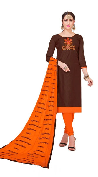 Mayawye Women's Modal Silk Unstitched Salwar-Suit Material With Dupatta (Brown, 2 Mtr)