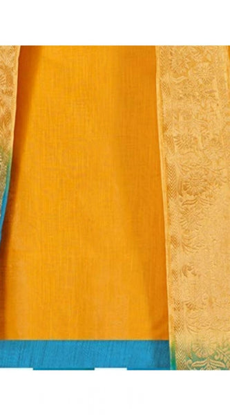 Mayawye Women's Slub Cotton Unstitched Salwar-Suit Material With Dupatta (Yellow, 2 Mtr)