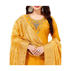 Mayawye Women's Slub Cotton Unstitched Salwar-Suit Material With Dupatta (Yellow, 2 Mtr)