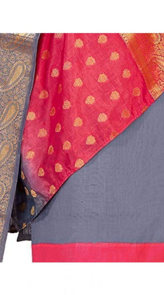 Mayawye Women's Slub Cotton Unstitched Salwar-Suit Material With Dupatta (Grey, 2 Mtr)