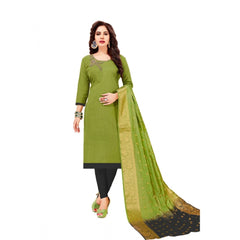 Mayawye Women's Slub Cotton Unstitched Salwar-Suit Material With Dupatta (Mahendi Green, 2 Mtr)