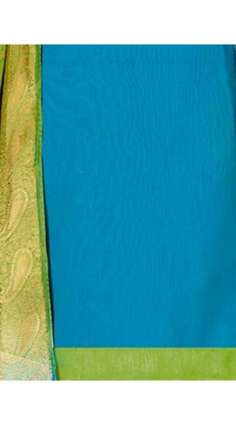 Mayawye Women's Slub Cotton Unstitched Salwar-Suit Material With Dupatta (Sky Blue, 2 Mtr)