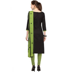 Mayawye Women's Slub Cotton Unstitched Salwar-Suit Material With Dupatta (Black, 2 Mtr)