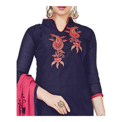Mayawye Women's Modal Silk Unstitched Salwar-Suit Material With Dupatta (Navy Blue, 2 Mtr)