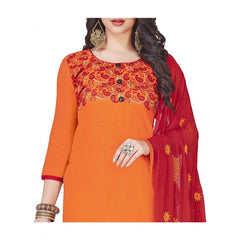 Mayawye Women's Slub Cotton Unstitched Salwar-Suit Material With Dupatta (Orange, 2 Mtr)