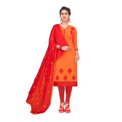 Mayawye Women's Slub Cotton Unstitched Salwar-Suit Material With Dupatta (Orange, 2 Mtr)