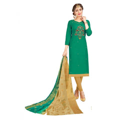 Mayawye Women's South Slub Cotton Unstitched Salwar-Suit Material With Dupatta (Green, 2 Mtr)