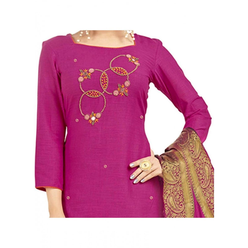 Mayawye Women's South Slub Cotton Unstitched Salwar-Suit Material With Dupatta (Pink, 2 Mtr)