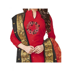 Mayawye Women's South Slub Cotton Unstitched Salwar-Suit Material With Dupatta (Red, 2 Mtr)