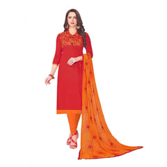 Mayawye Women's Glaze Cotton Unstitched Salwar-Suit Material With Dupatta (Red, 2 Mtr)