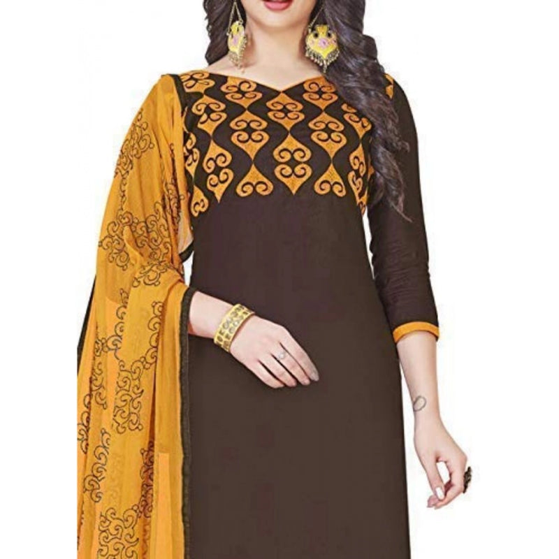 Mayawye Women's Glaze Cotton Unstitched Salwar-Suit Material With Dupatta (Brown, 2 Mtr)