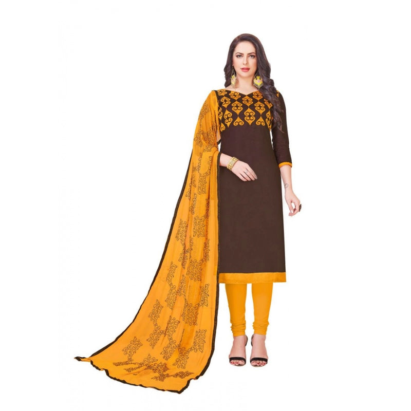 Mayawye Women's Glaze Cotton Unstitched Salwar-Suit Material With Dupatta (Brown, 2 Mtr)