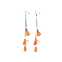 Mayawye Women's Tassels Beads Hook Dangler Hanging Hanging Earrings-Orange