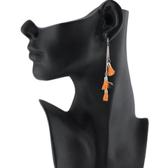 Mayawye Women's Tassels Beads Hook Dangler Hanging Hanging Earrings-Orange
