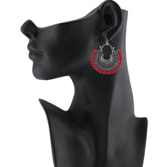Mayawye Women's Silver Plated Hook Dangler Hanging Beads Earrings-Silver