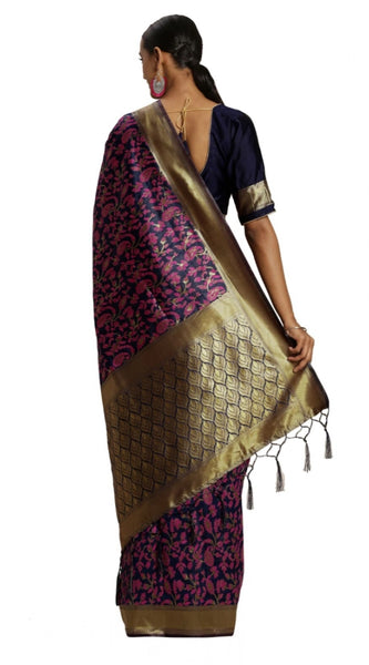 Mayawye Women's Banarasi silk Saree with Blouse (Multi, 5-6mtr)
