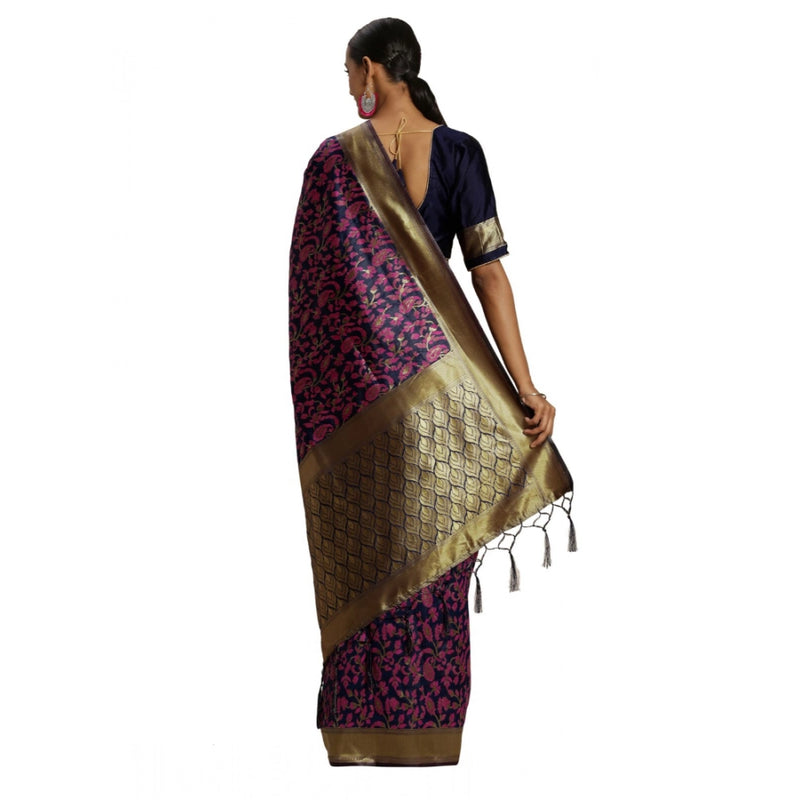 Mayawye Women's Banarasi silk Saree with Blouse (Multi, 5-6mtr)