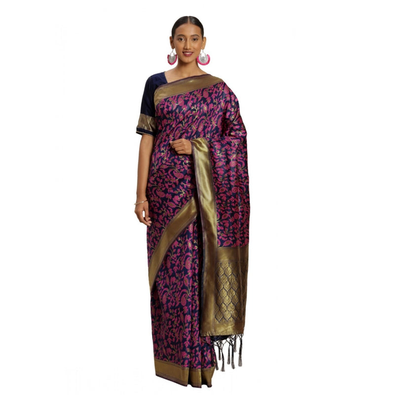 Mayawye Women's Banarasi silk Saree with Blouse (Multi, 5-6mtr)