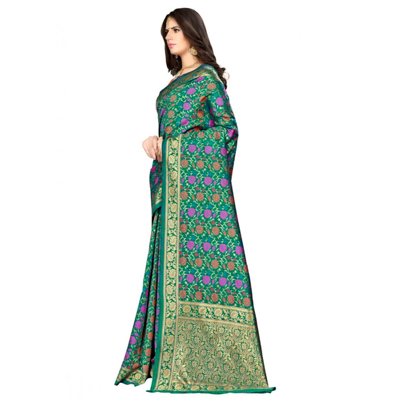 Mayawye Women's Banarasi silk Saree with Blouse (Multi, 5-6mtr)