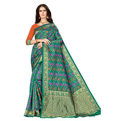 Mayawye Women's Banarasi silk Saree with Blouse (Multi, 5-6mtr)