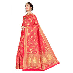 Mayawye Women's Banarasi silk Saree with Blouse (Red, 5-6mtr)