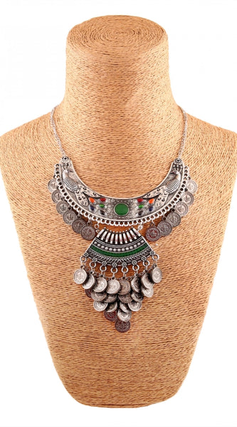 Afghani Tribal Antique Boho Oxidised Silver Necklace