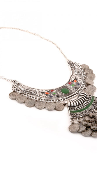 Afghani Tribal Antique Boho Oxidised Silver Necklace