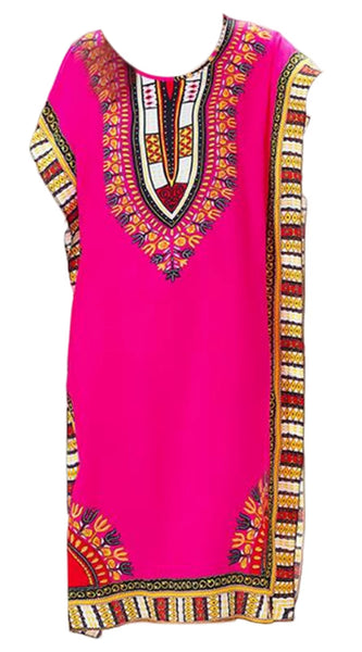 Women Summer Dress Bohemian Printed Street Wear Batwing Sleeve Loose Tunic