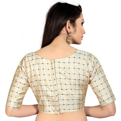Mayawye Women's Brocade, Inner-Cotton Full Stitched Padded Blouse (Chiku )