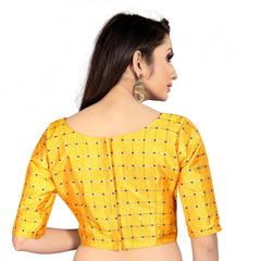 Mayawye Women's Brocade, Inner-Cotton Full Stitched Padded Blouse (Yellow )