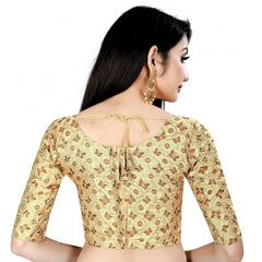 Mayawye Women's Brocade, Inner-Cotton Full Stitched Padded Blouse (Chiku cofee)