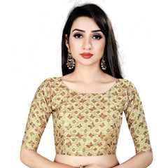 Mayawye Women's Brocade, Inner-Cotton Full Stitched Padded Blouse (Chiku cofee)
