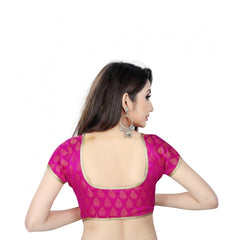 Mayawye Women's Nylon, Inner-Cotton Full Stitched Padded Blouse (Pink)