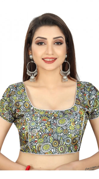 Mayawye Women's Satin Silk, Inner-Cotton Full Stitched Padded Blouse (Black)