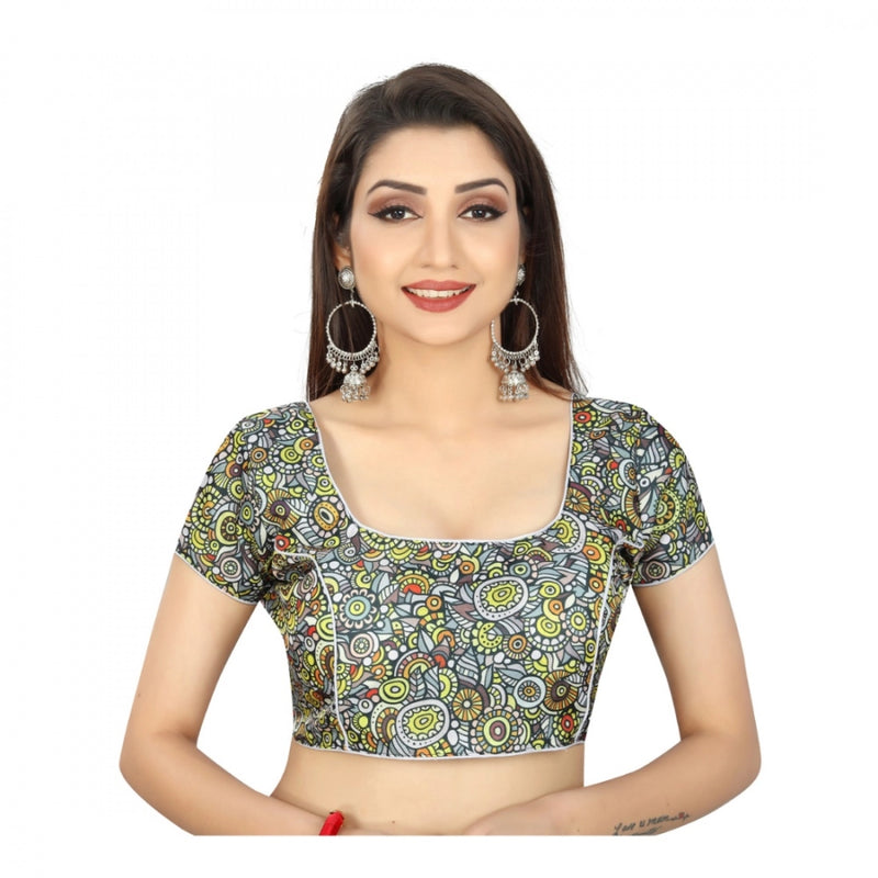 Mayawye Women's Satin Silk, Inner-Cotton Full Stitched Padded Blouse (Black)