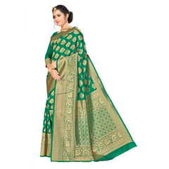 Mayawye Women's Banarasi Silk Saree (Green, 5-6mtrs)
