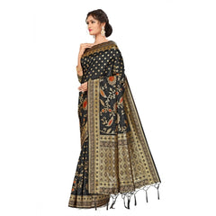 Mayawye Women's Banarasi Silk Saree (Black, 5-6mtrs)
