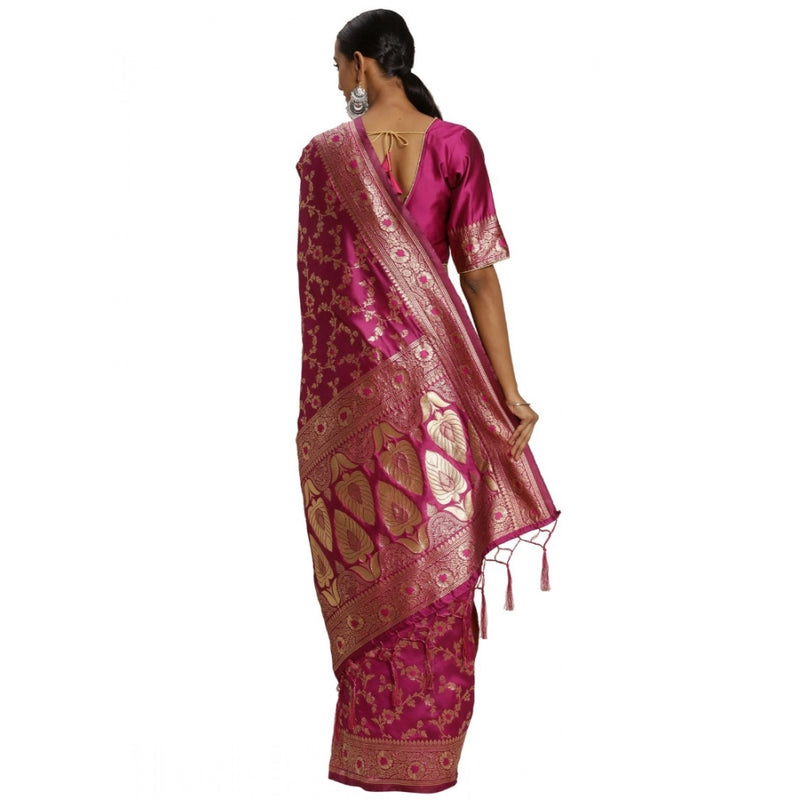 Mayawye Women's Banarasi Silk Saree (Pink, 5-6mtrs)