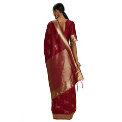 Mayawye Women's Banarasi Silk Saree (Red, 5-6mtrs)