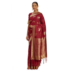Mayawye Women's Banarasi Silk Saree (Red, 5-6mtrs)