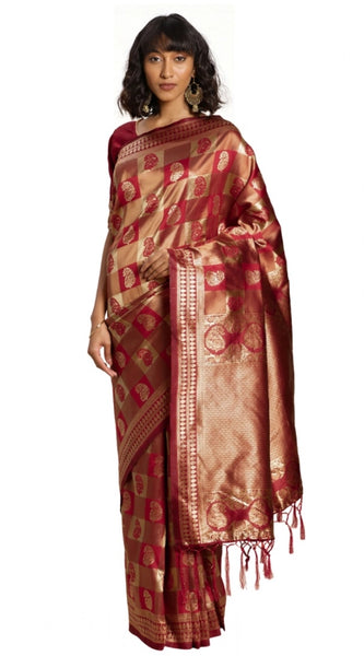Mayawye Women's Banarasi Silk Saree (Red, 5-6mtrs)