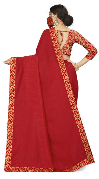Mayawye Women's Silk Blend Saree (Red, 5-6mtrs)
