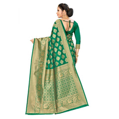 Mayawye Women's Banarasi Silk Saree (Green, 5-6mtrs)