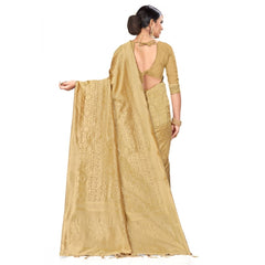 Mayawye Women's Banarasi Silk Saree (Cream, 5-6mtrs)