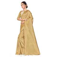 Mayawye Women's Banarasi Silk Saree (Cream, 5-6mtrs)