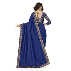 Mayawye Women's Silk Blend Saree (Neavy blue, 5-6mtrs)