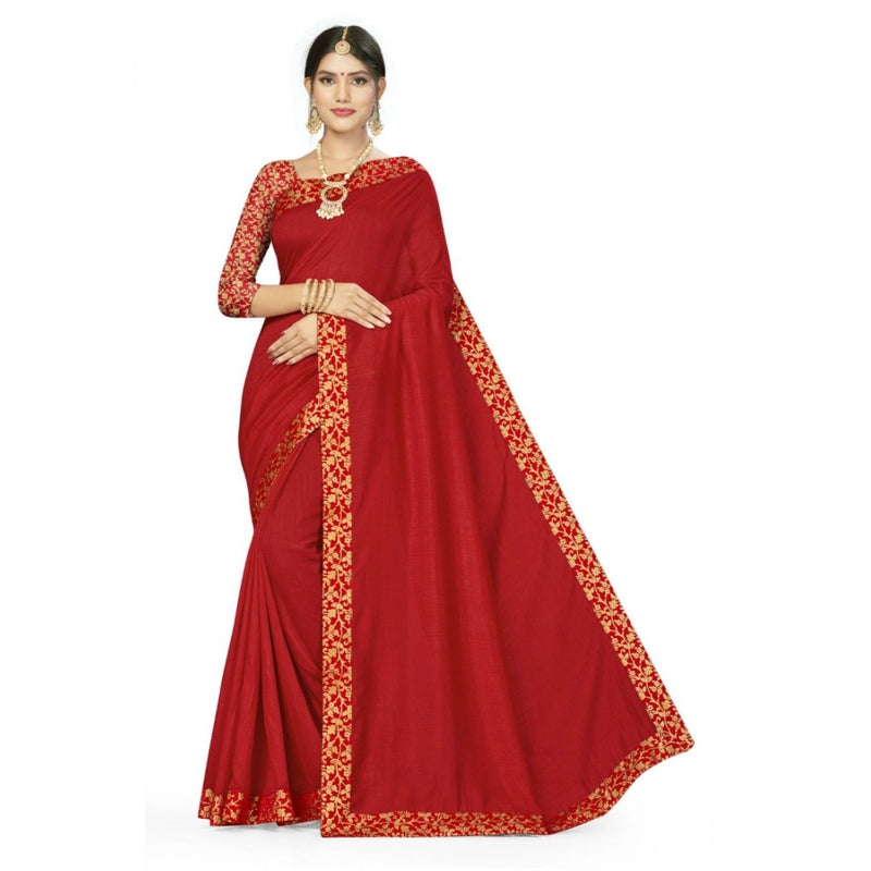 Mayawye Women's Silk Blend Saree (Red, 5-6mtrs)