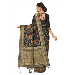 Mayawye Women's Banarasi Silk Saree (Black, 5-6mtrs)
